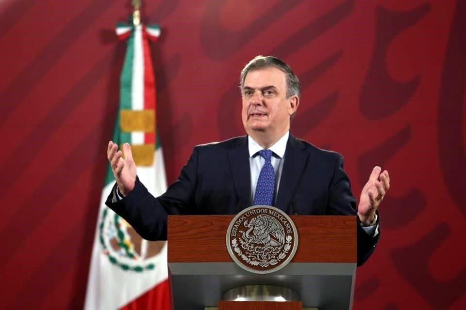 El Canciller Ebrard en la conferencia de prensa matutina en Palacio Nacional.