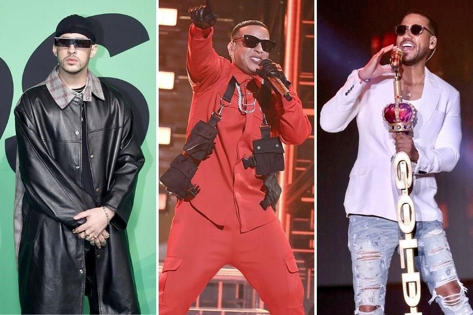 (IZQ. A DER.) Bad Bunny, Daddy Yankee y Romeo Santos fueron acreedores a Premios a la Música Latina de ASCAP por ser responsables de los temas más sonados en redes en el último año.