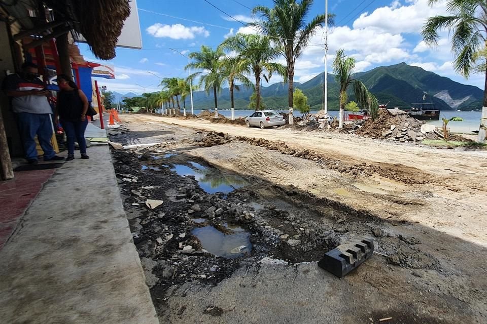 La construcción de un malecón en la Presa La Boca fue frenada por las lluvias de la tormenta 'Hanna', registrada el domingo.
