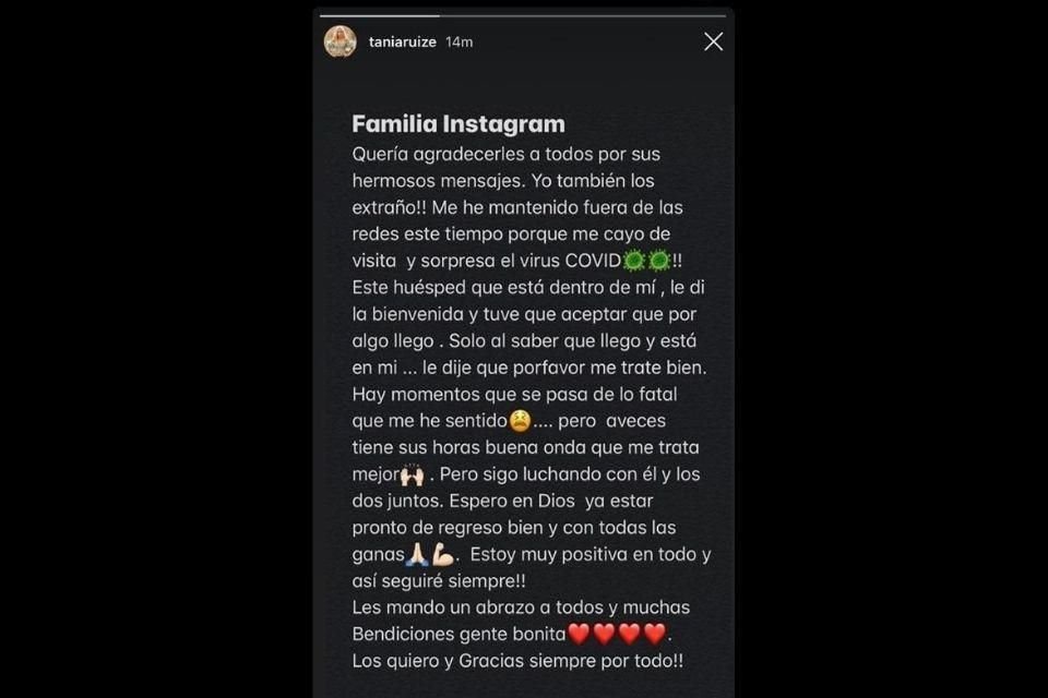 La famosa agradeció a todos sus fans en redes sociales por su apoyo.