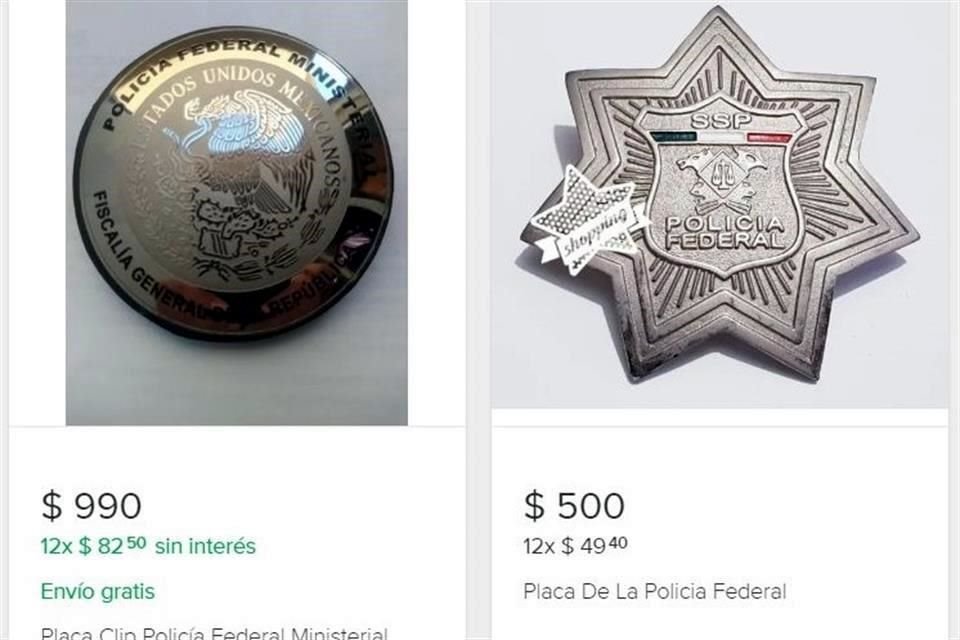 Lo mismo ocurre con insignias y placas policiales.