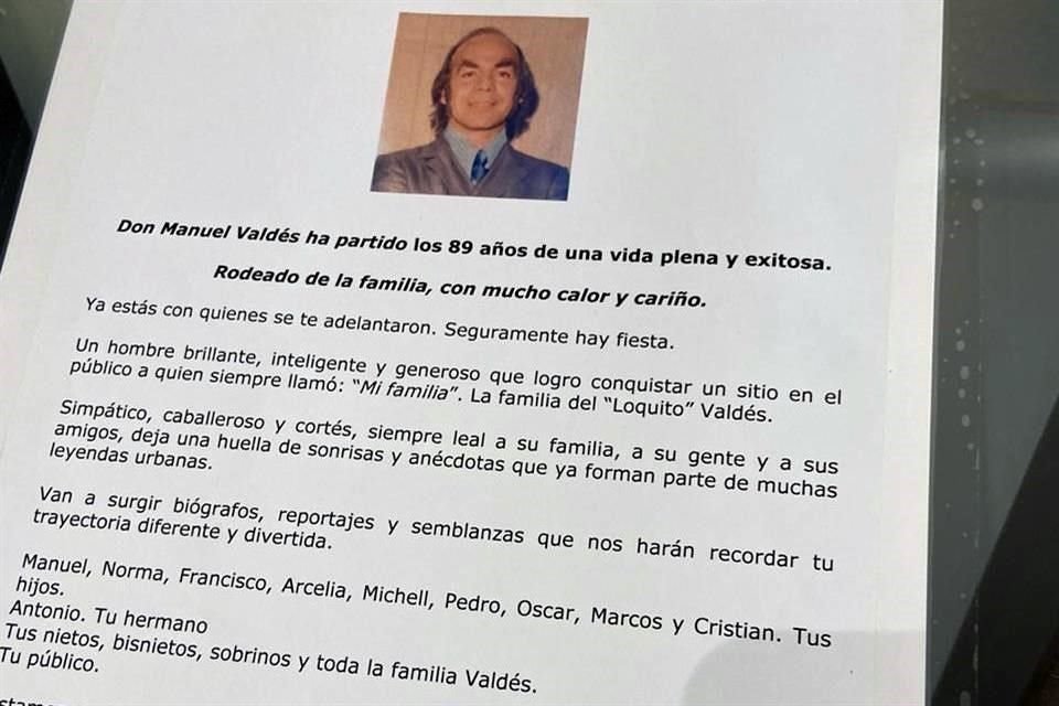 Con una carta, la familia agradeció a todos por recordar a Manuel Valdés.