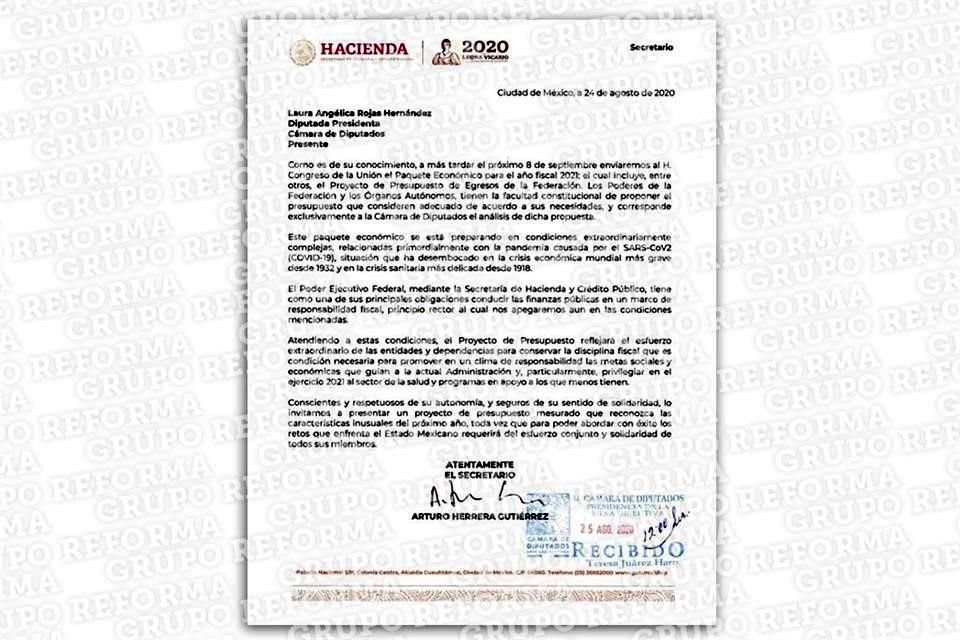 La SHCP envió un oficio a las Cámaras y órganos autónomos para que consideren un presupuesto 'mesurado'.