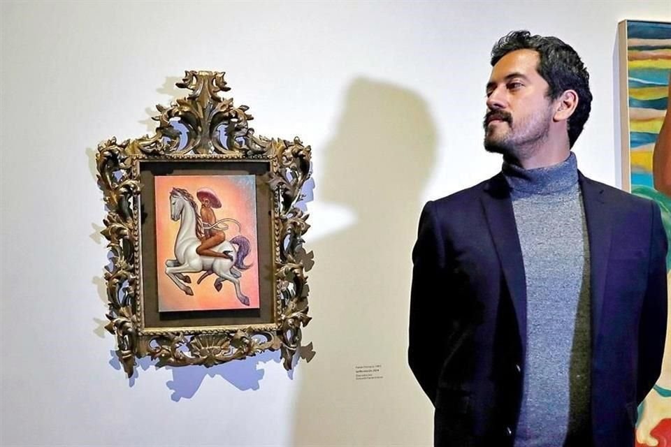 De Cháirez y su pintura'La Revolución', que fue exhibida en el Museo del Palacio de Bellas Artes.
