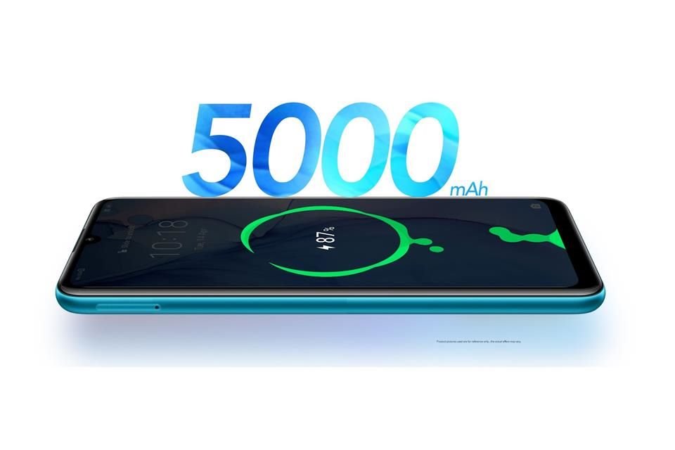 El nuevo Honor 9A tiene una batería de 5 mil mAh, aunque sin soporte a carga rápida y con un puerto micro-USB.