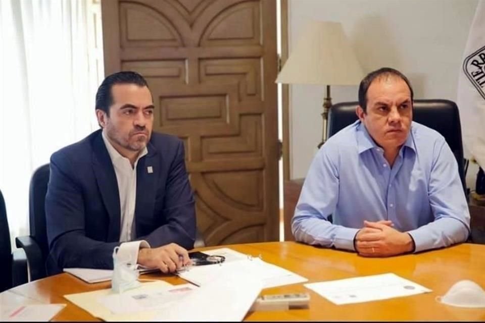Pablo Ojeda, Secretario de Gobierno de Morelos, junto al Gobernador Cuauhtémoc Blanco.