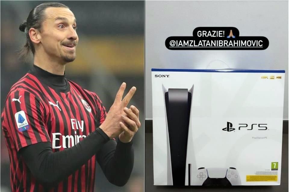 El delantero sueco sorprendió a sus compañeros con la nueva consola de Sony.
