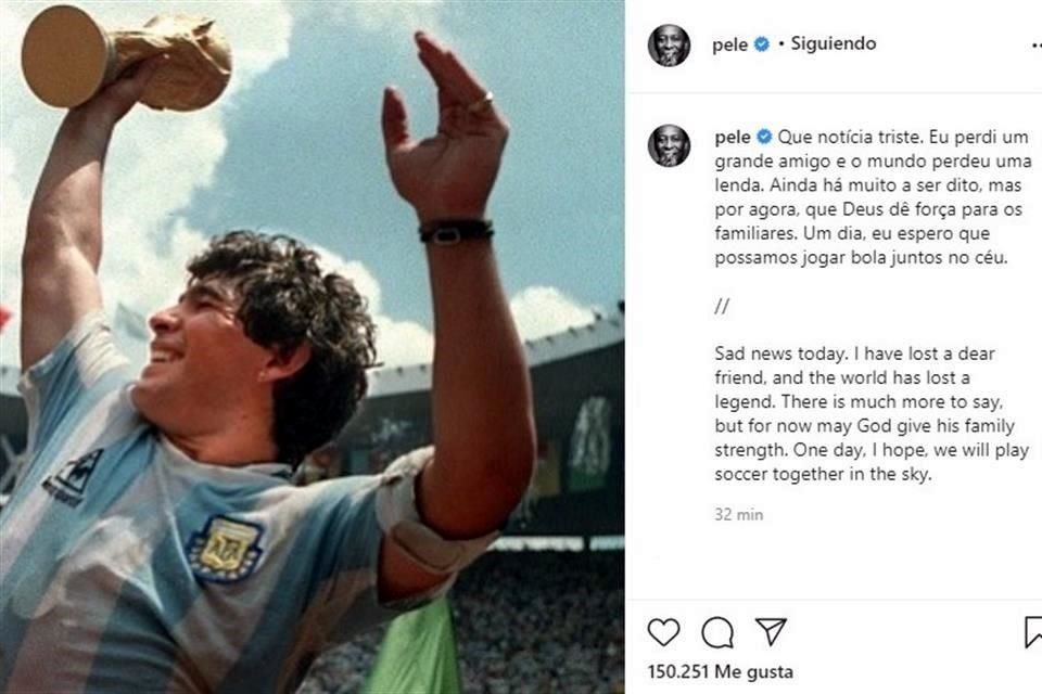 De esta manera lamentó Pelé la muerte de su amiga Diego Maradona.