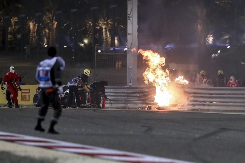 Así quedó el auto de Romain Grosjean tras el impacto.