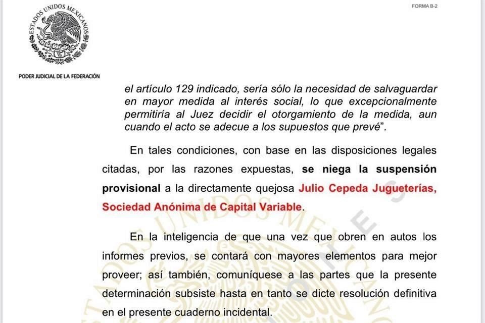 En la resolución, la juzgadora argumentó que existe un problema de salud que está por encima de los intereses del negocio.