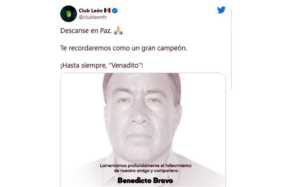 De esta manera lamentó el Club León la muerte de Benedicto Bravo.