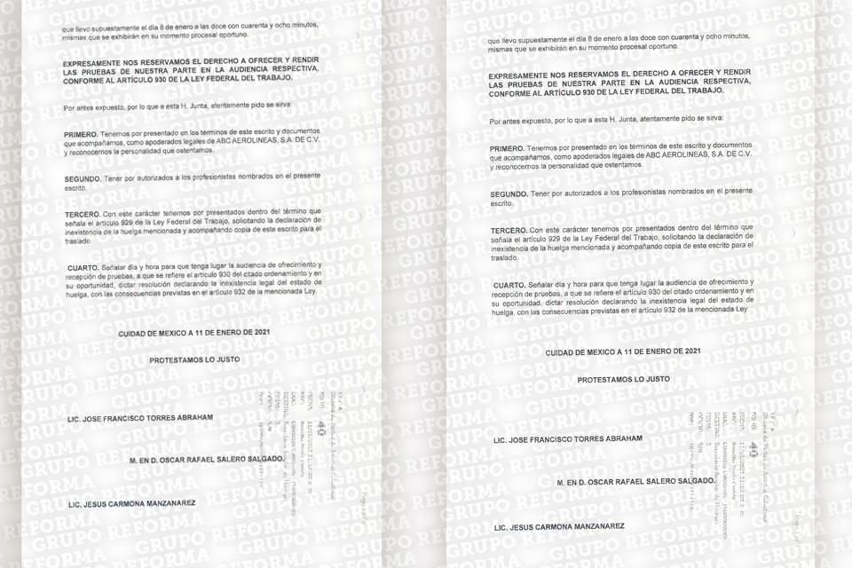 La aerolínea argumentó que no todos los trabajadores están a favor de la huelga, ya que dicho movimiento los perjudica al no permitir que se les paguen los salarios y prestaciones que se les adeuda.