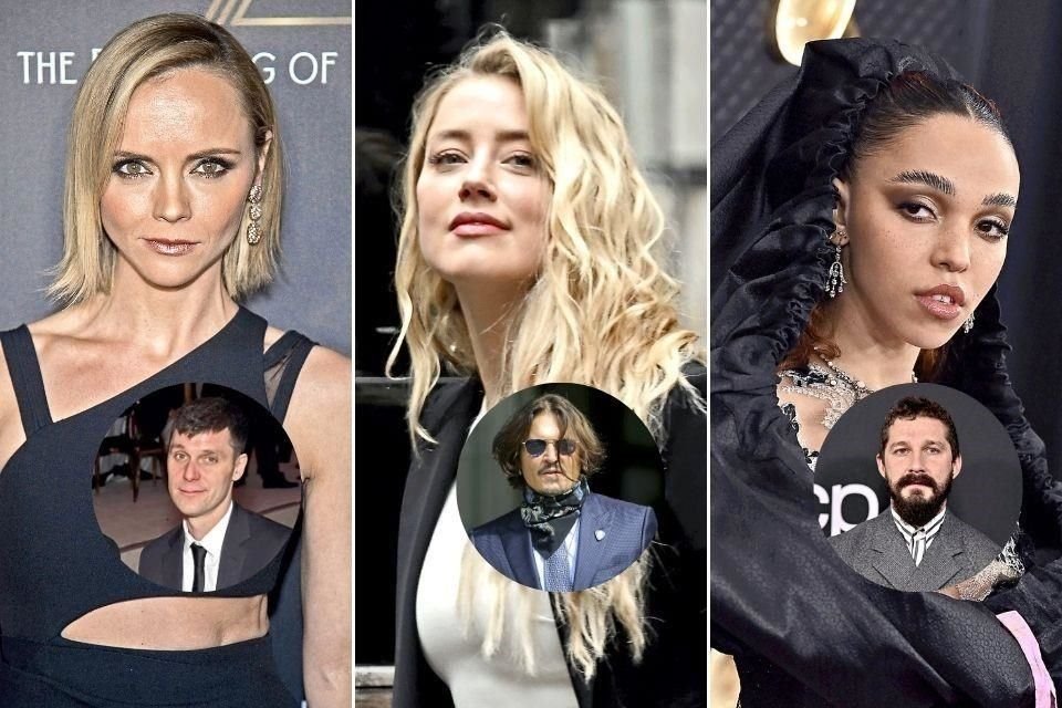 (IZQ. A DER.) Christina Ricci, Amber Heard y FKA Twigs son algunas de las famosas quienes, como Evan Rachel Wood, acusaron a sus ex parejas de haberles hecho sufrir violencia doméstica y abuso.