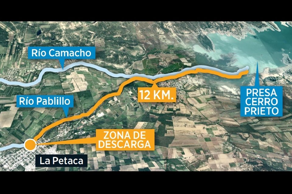 La fuga está situada a unos 12 kilómetros de la desembocadura del Río Pablillo con la Presa Cerro Prieto.