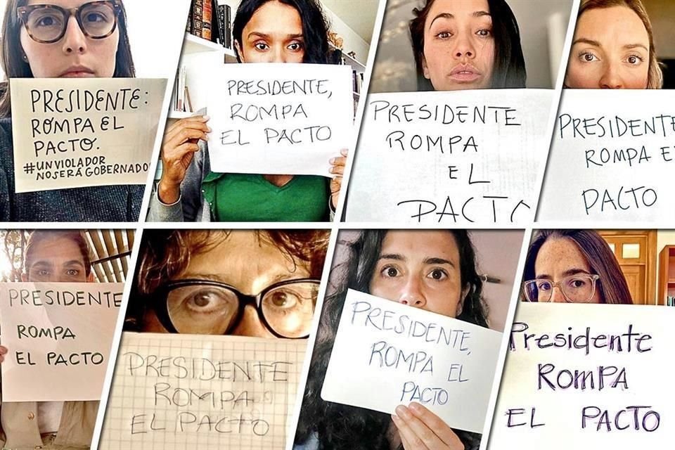 Con carteles exigiendo al Presidente AMLO romper el pacto con Félix Salgado, académicas, artistas, escritoras y ciudadanas se unieron en un reclamo en redes.