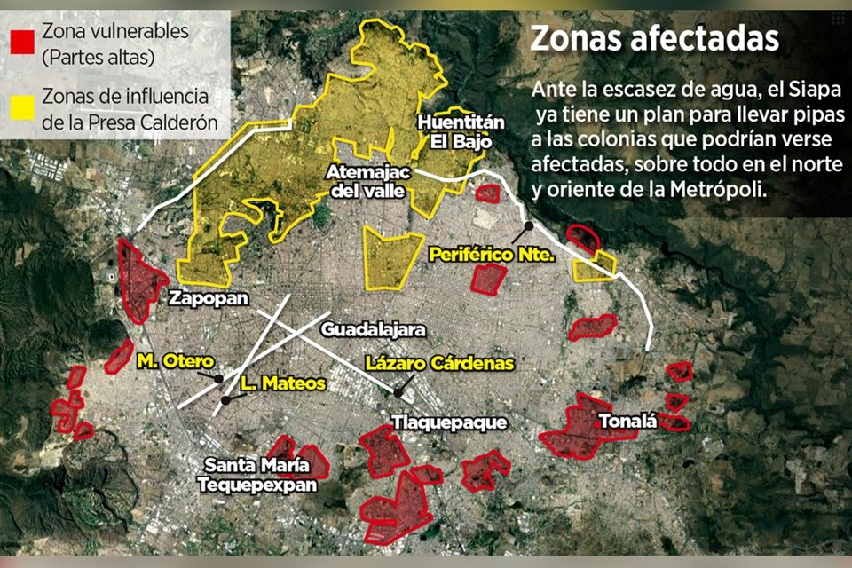 Estas son las colonias de la ZMG que tendrán cortes de agua