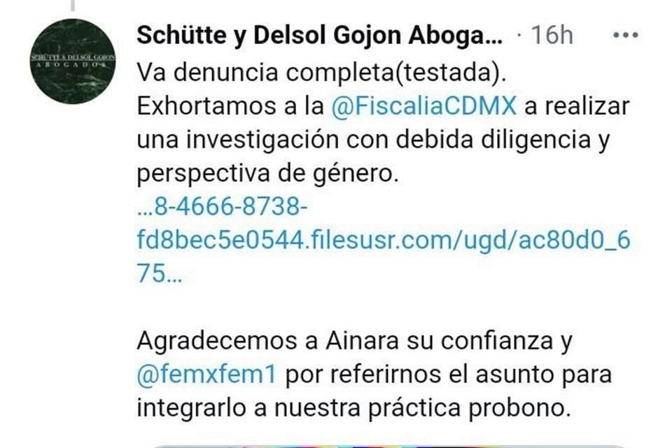 Los abogados pidieron a la Fiscalía que el caso se realice con perspectiva de género.