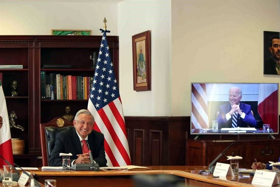 Andrés Manuel López Obrador durante una reunión bilateral este año con Joe Biden.