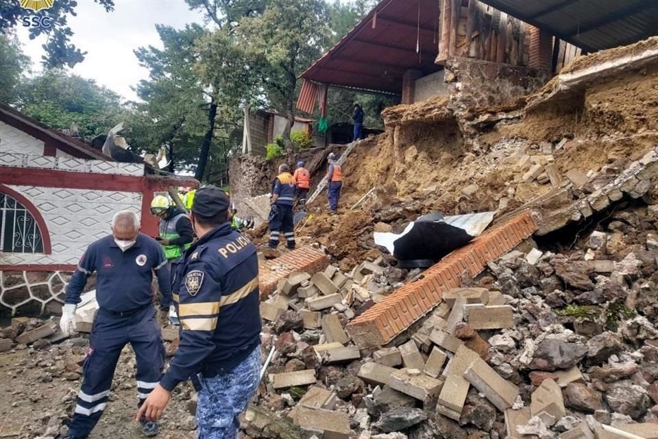 Servicios de emergencia intentan rescatar a los perritos.