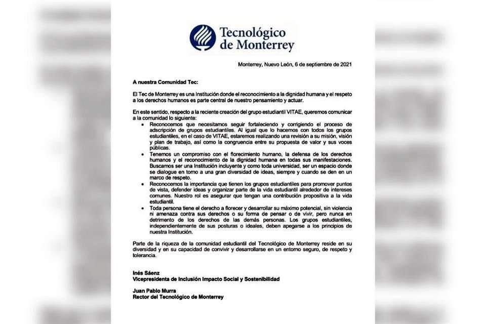 La institución compartió un comunicado a favor del diálogo.