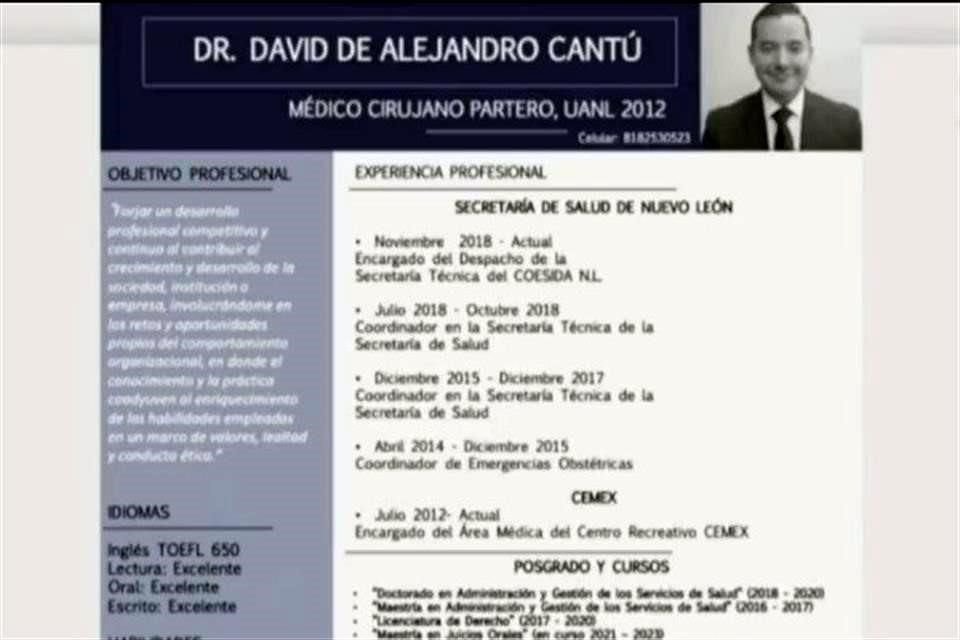 El Gobernador Samuel García anunció que designó al médico y abogado David de Alejandro Cantú como nuevo titular de la Subsecretaría de Regulación y Fomento Sanitario.