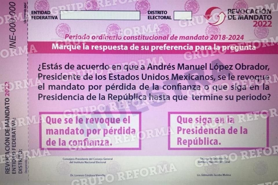 Esta es la boleta para la revocación.