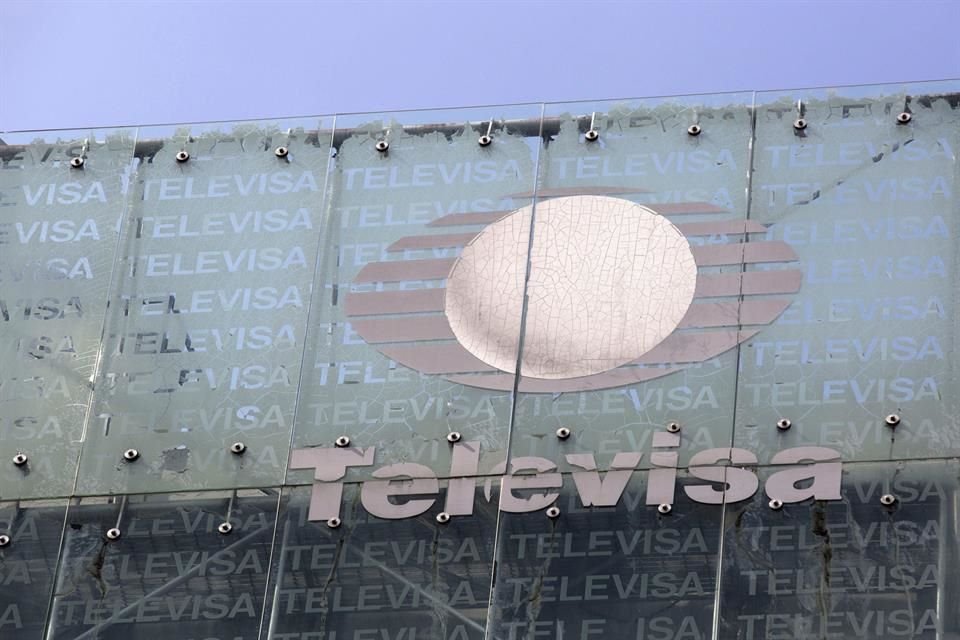 Grupo Televisa SAB signage is displayed on top of the company's building in Mexico City.