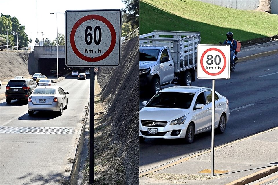 Ni a cuál hacerle caso: En la misma Avenida Lázaro Cárdenas, los automovilistas se encuentran dos diferentes límites de velocidades.