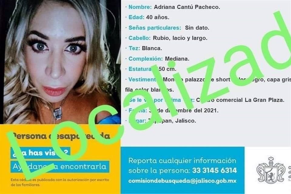 Con vida fueron localizadas una mujer y sus dos hijas, quienes fueron reportadas desaparecidas el 31 de diciembre en una plaza en Zapopan.