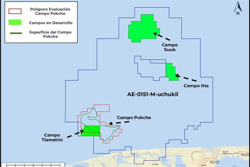 El campo está ubicado a 28 km de la Terminal Marítima Dos Bocas, Tabasco.
