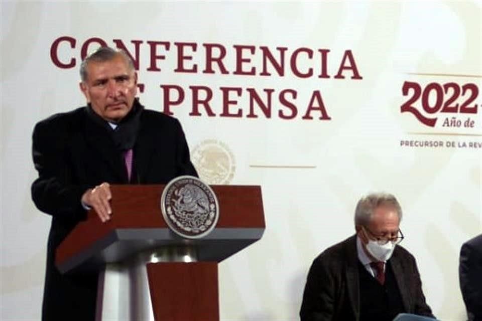 Adán Augusto, Secretario de Gobernación, en conferencia mañanera.