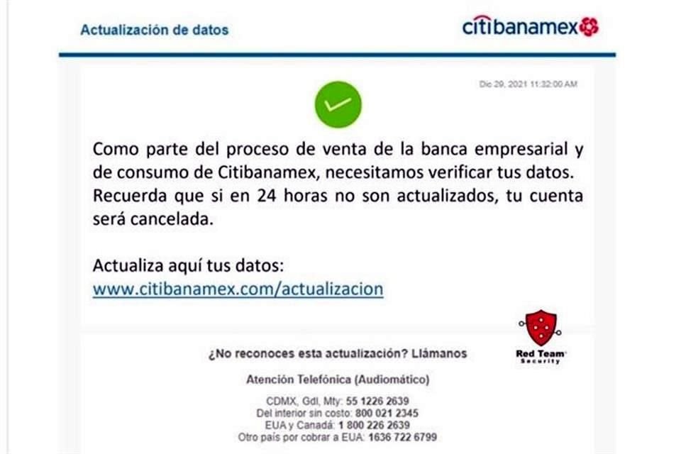 El correo muestra un link al que piden acceder.