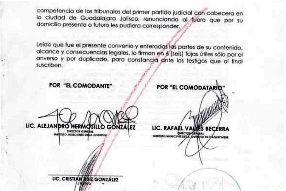 Hermosillo firmó un contrato de comodato con con el Instituto Municipal de la Juventud de Tlaquepaque como si fuera licenciado.