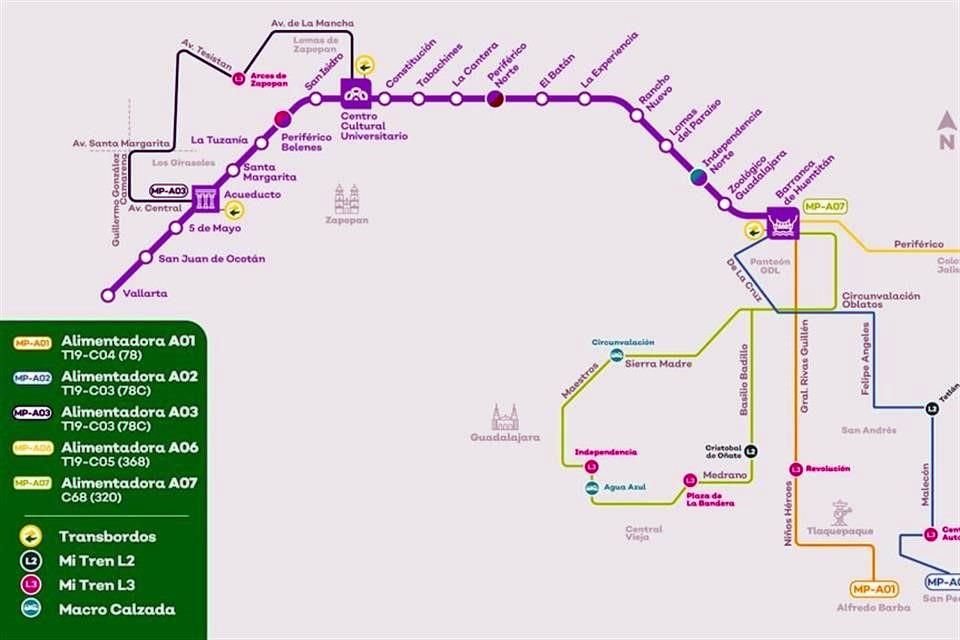 Estas son algunas de las rutas alimentadoras.