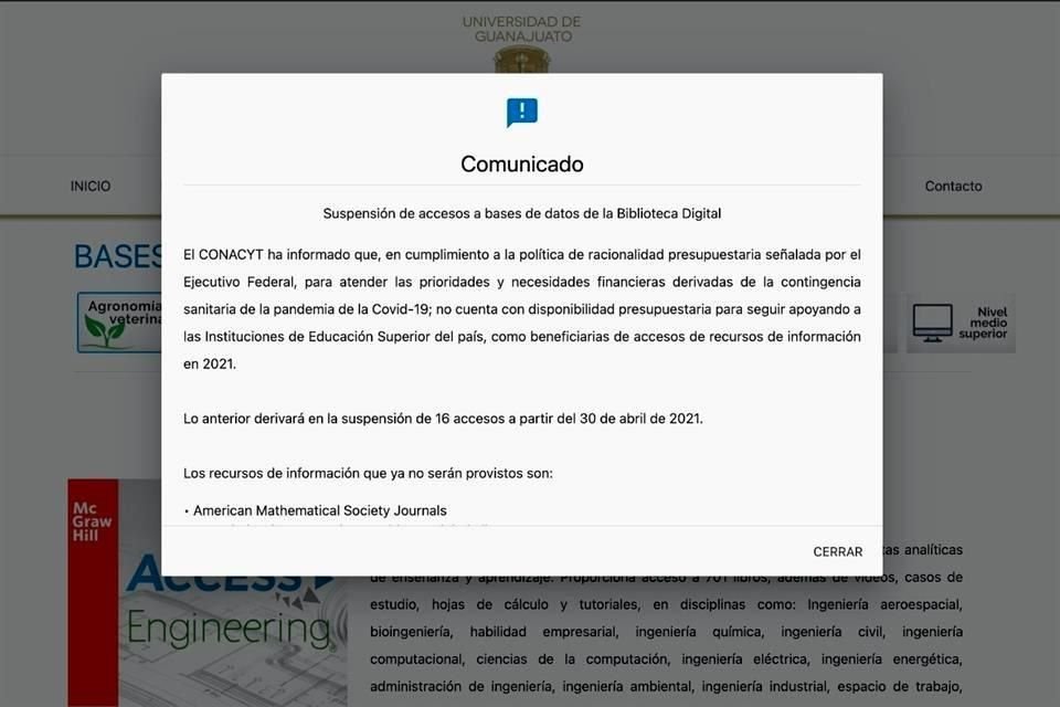 La medida se anunció en la Universidad de Guanajuato.