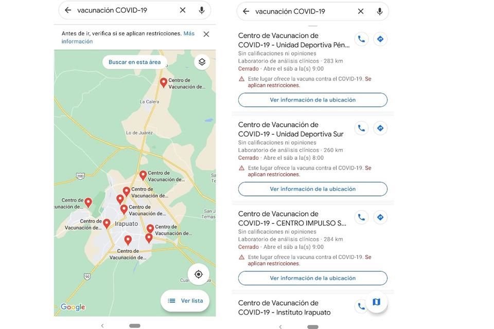 La aplicación y el Asistente de Google ofrecerán más información a los usuarios, como la ubicación de los centros a nivel nacional.