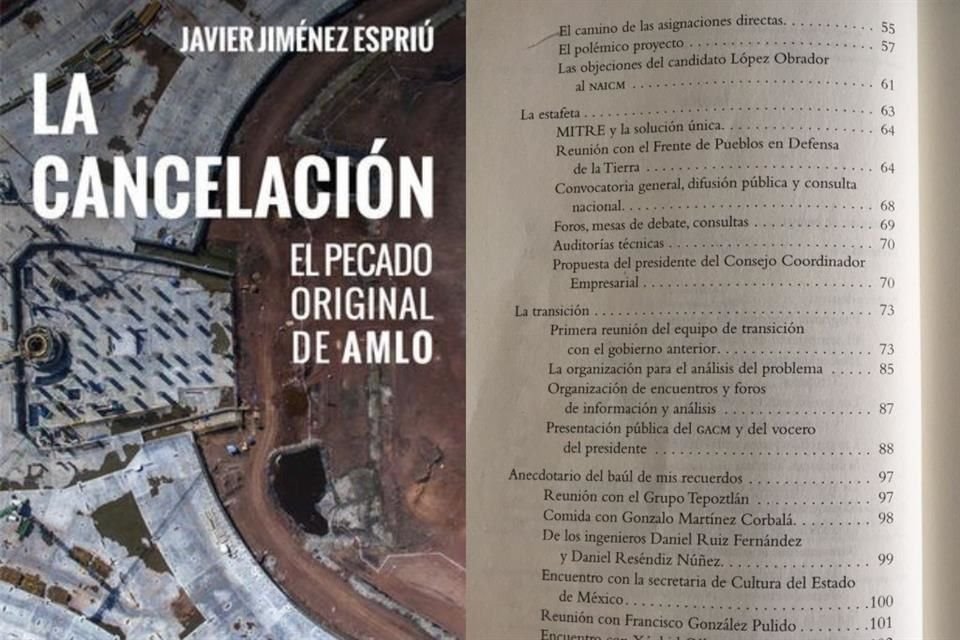 La cancelación. El pecado original de AMLO. Libro de el ex Secretario de Comunicaciones y Transportes, Javier Jiménez Espriú.
