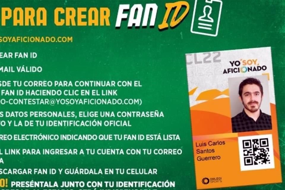 El registro Fan ID pretende identificar a los aficionados para tener un mejor control de los asistentes a los juegos.