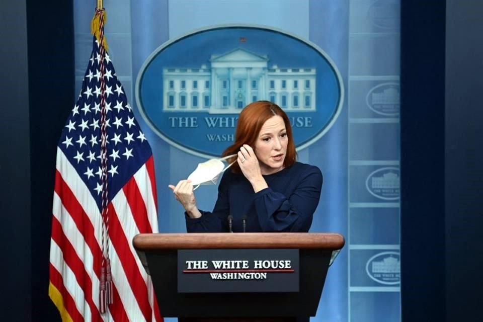 Jen Psaki durante una conferencia de prensa en la Casa Blanca.