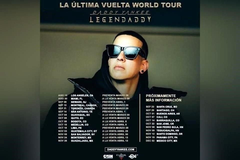 Daddy Yankee tiene agendados 41 shows, al menos hasta ahora.