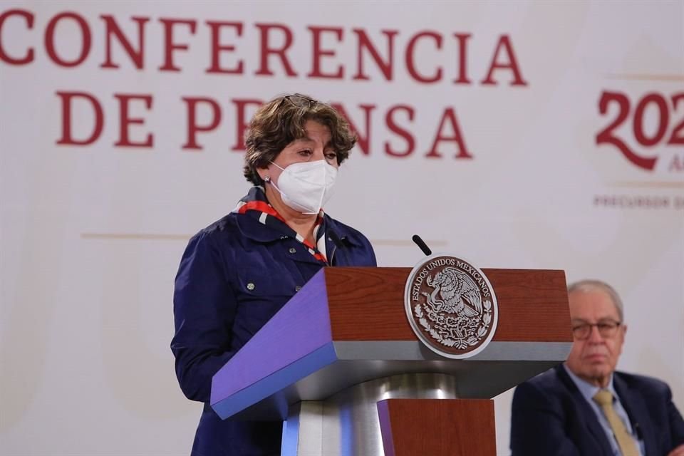 Delfina Gómez, titular de la Secretaría de Educación Pública (SEP) en conferencia desde Palacio Nacional.