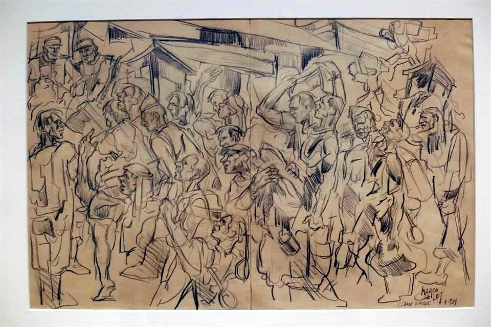 La muestra del Kaluz documenta los días de cautiverio que vivió el artista y escenógrafo en los campos de concentración de Argelès-sur-Mer y Agde, Francia.