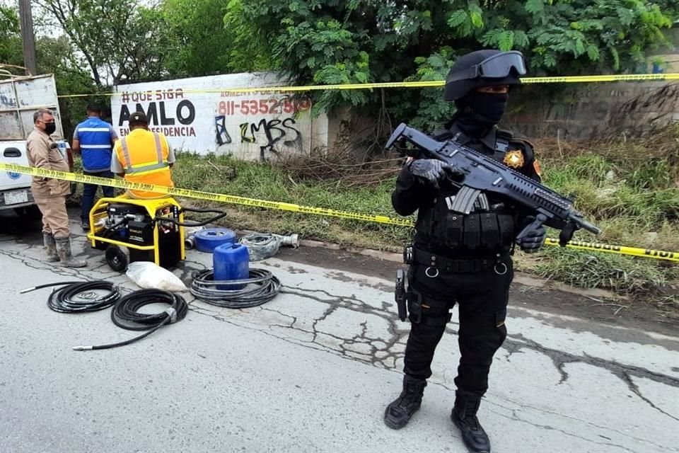 El cateo se lleva a cabo en un lote ubicado al lado sur del Motel Nueva Castilla, en el kilómetro 15.5 de la Carretera a Laredo y la calle Vía de Sevilla, en la Colonia Nueva Castilla.