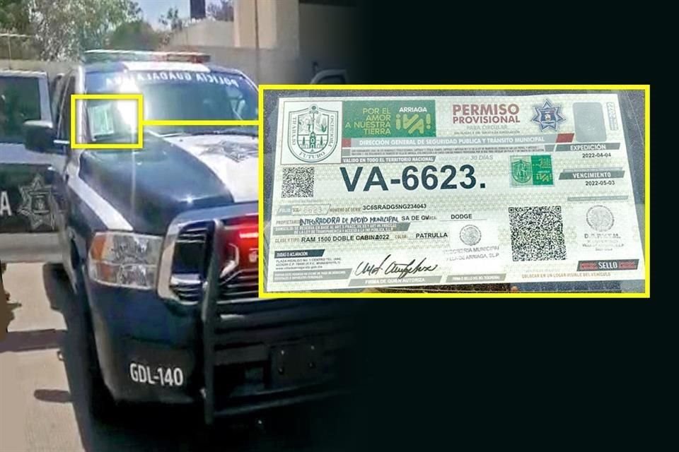 El 31 de marzo se entregaron 150 camionetas y 75 motos a la Policía de Guadalajara. Traen permiso provisional de San Luis Potosí.