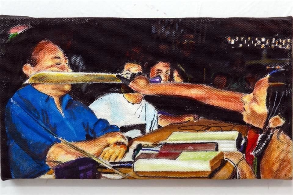 Además del trabajo que realizó en Guadalajara durante una residencia, se exhibe en Gamma Galería su obra previa.