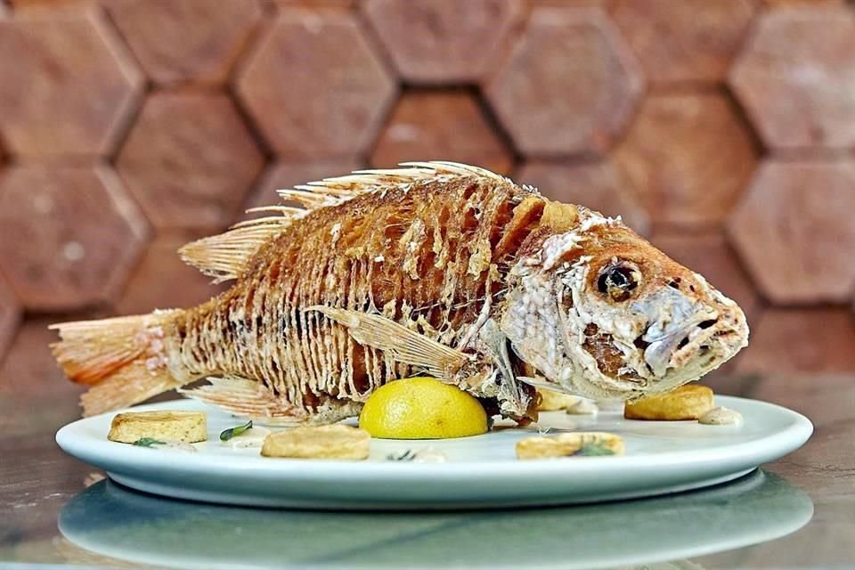 Pescado frito con alioli de habanero y mejillón.