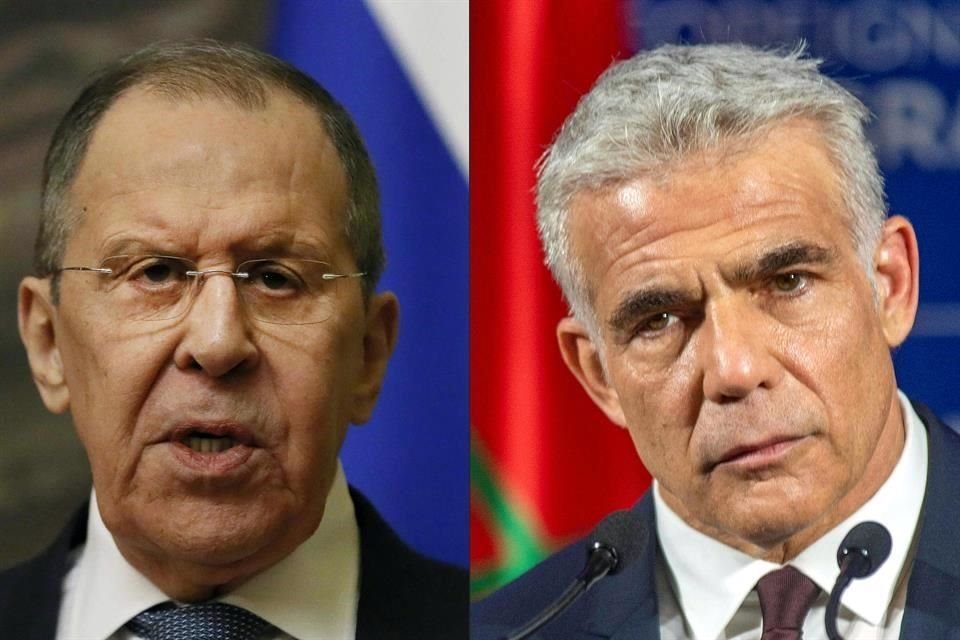 A la izquierda, el Canciller ruso, Serguéi Lavrov, y a la derecha, el Canciller israelí, Yair Lapid.