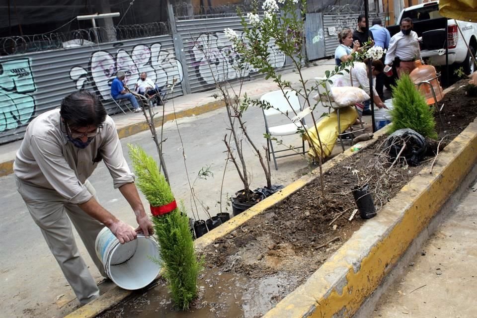 Vecinos de Xoco sembraron unos 60 árboles, denunciaron daño ambiental por #Mítikah y cuestionaron que empresa no ha pagado multa de 40 millones 833 mil pesos.