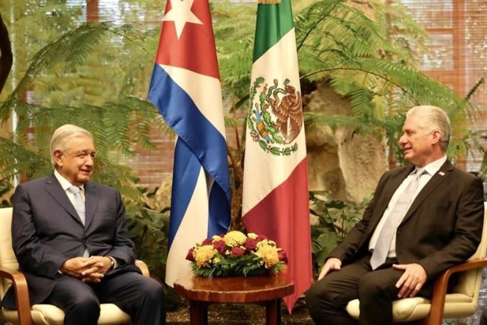 Andrés Manuel López Obrador y el Presidente cubano Miguel Díaz-Canel.