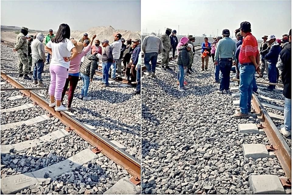 Inconformes. Desde el viernes pasado, habitantes de Xaltocan, localidad vecina al AIFA, impiden el paso del tren d